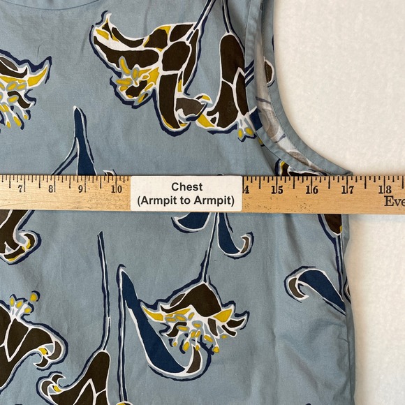 S Max Mara Blue Floral Lily Sleeveless Cotton Top 916103926 Size 10 US - Picture 6 of 6